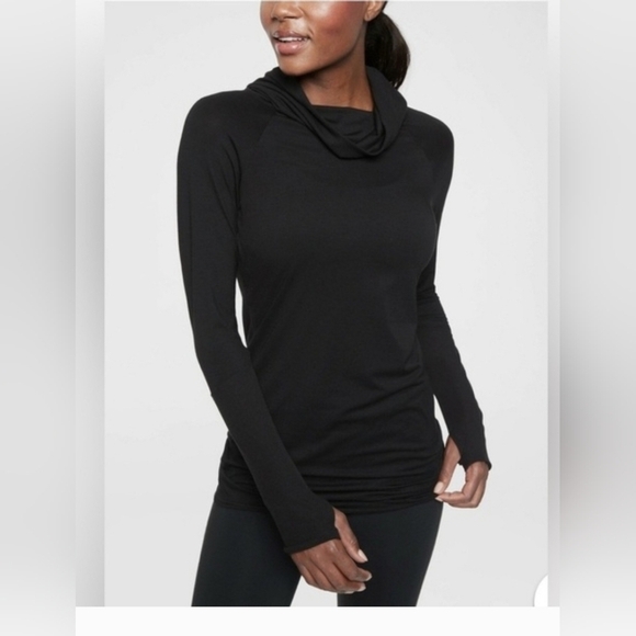 Athleta Tops - Athleta Essence Hooded Cowl Neck Fitted Tunic Medium